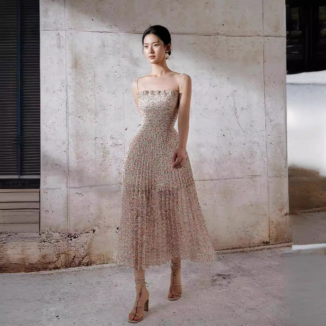 Floral Pleated Midi Dress